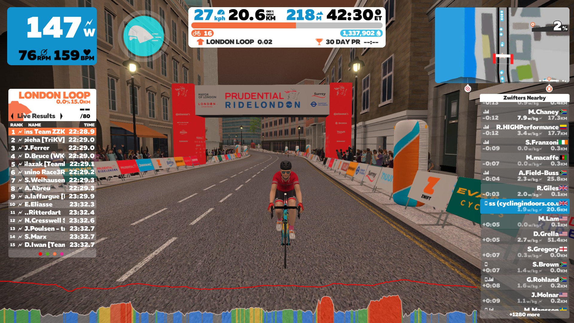 Zwift Free Ride London 8 Cycling Indoors